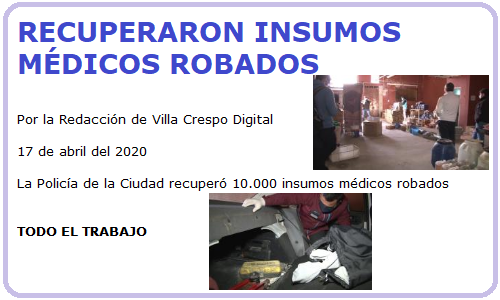 RECUPERAN INSUMOS MEDICOS